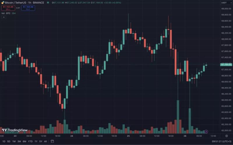 Биткоин протестировал отметки ниже $66 000